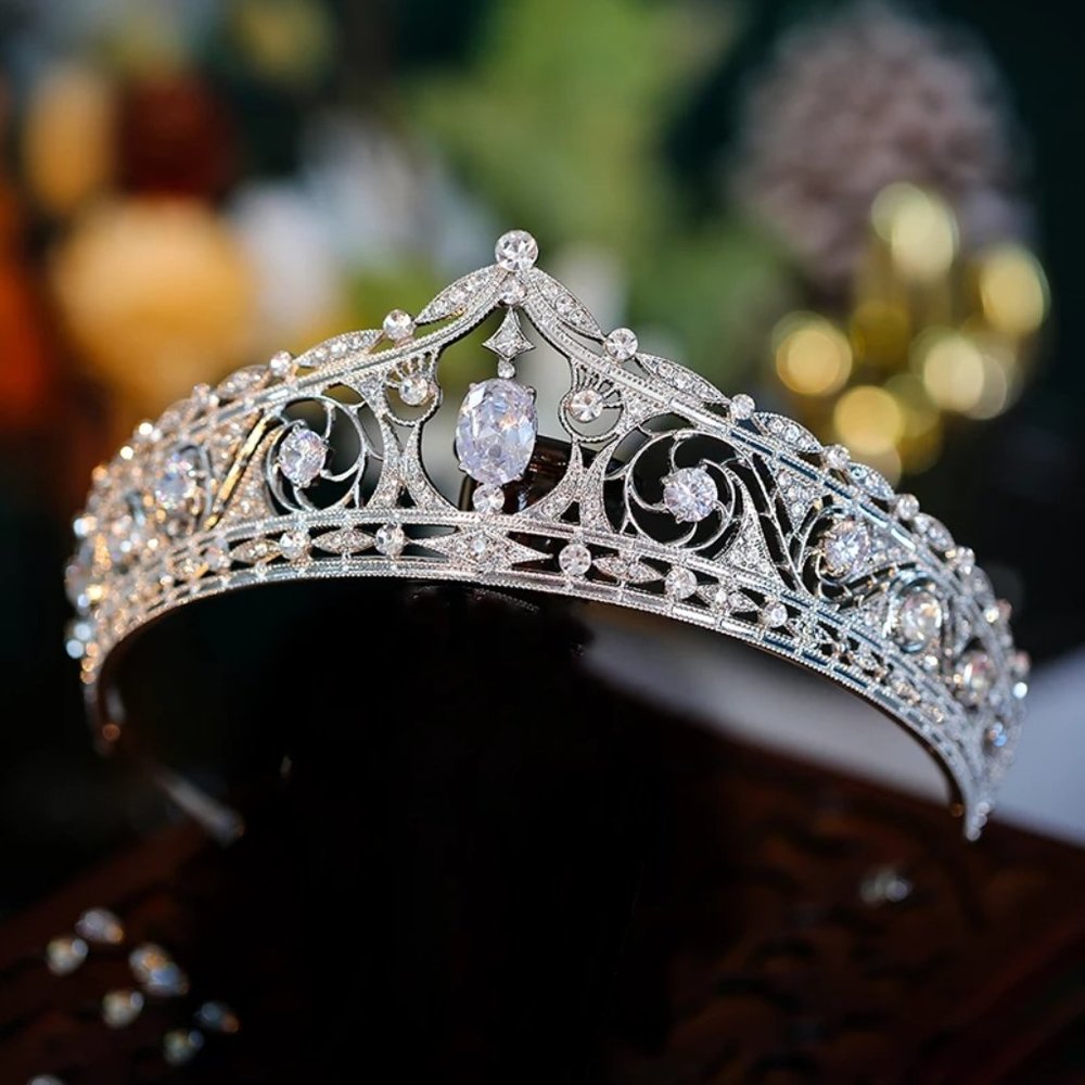 Vintage Silver Tiara Crown wedding queen diadem pageant cosplay